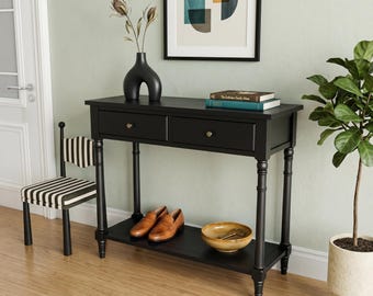 Solid Console Table, Victorian Style Entryway Table with Drawers, Storage Shelf