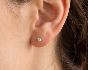 18K Gold Filled, Dainty 2mm Stud Earrings, Tiny CZ Studs, Minimalist Earrings, Bridal Jewelry, Everyday Studs, Gift for Her