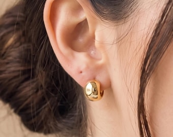 18K Gold Filled Round Ball Earrings, Dainty Dome Gold Earrings, Minimalist Statement Earrings, Classic Everyday Jewelry Gift