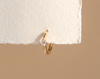 18K Gold Filled, Square Zircon Earrings, Dainty CZ Earrings, Minimalist Jewelry, Sparkle Everyday Earrings, Modern Gift for Her