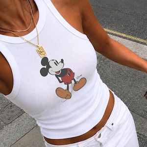 Retro Mickey Mouse Disney Tank Top, Classic Mickey Pose Crop Top Vintage 90's Style Y2K Top Cute Disney Park Trip Shirt Magic Kingdom Shirt