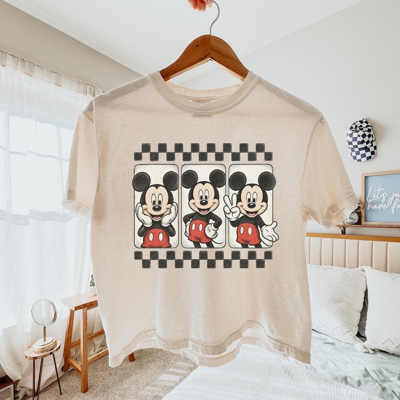 Retro Cute Mickey T-shirt Comfort Colors®Mickey Mouse Head Shirt, Disney Family Trip Tshirt, Mickey Lover Gift Summer Crop Tee Mickey Shirt Ivory
