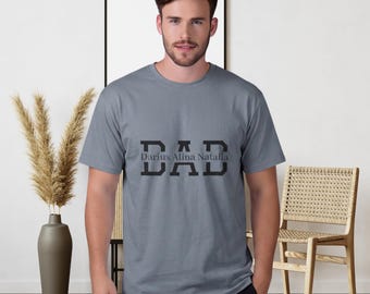 Maglietta personalizzata per papà con i nomi dei figli / Maglietta personalizzata per papà, Maglietta con elenco dei nomi