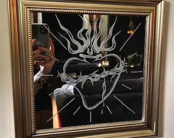 Sacred Heart Engraved Mirror