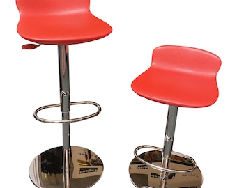 Italian Casprini Leo Swivel Bar Stools Set of 4 Red Gray Chrome Adjustable Modern Seating