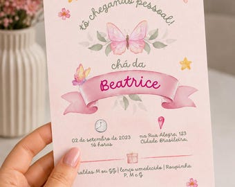Bearbeitbare Einladung zur Babyparty auf Canva.