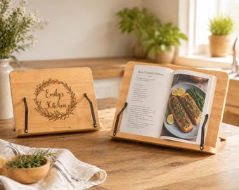 Supporto personalizzato per libri di cucina, porta ricettario, supporto in legno per libri di cucina, espositore per libri di cucina, regalo per la casa per coppie, regalo per la nuova casa