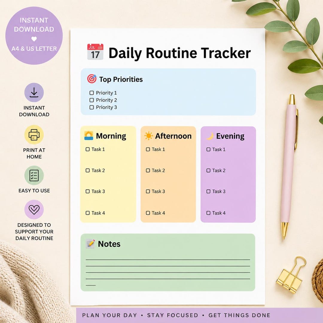 Daily Routine Tracker Printable | ADHD Mum Planner (PDF Download) - Etsy