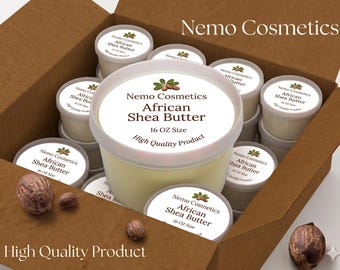 Raw African Shea Butter 16 oz Containers Bulk Wholesale, 100% Pure Natural Organic Unrefined Moisturizer For Face, Body, Hair and Soap.