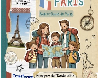 Livret d'aventure Enfant - Mission Notre-Dame de Paris  - Carnet d'activités ludo-pédagogique 6-12 ans - à imprimer (PDF).