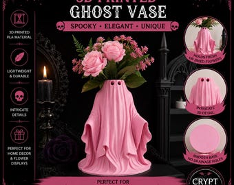 3D Printed Ghost Vase, Gothic Spooky Home Decor, Halloween Floral Display