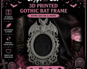 3D Printed Gothic Bat Frame | Ornate Oval Vampire Style Home Decor
