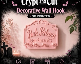 Pink Palace Apartments Wall Hook | Coraline Inspired Gothic Decor (3D Printed)