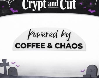 Powered by Coffee & Chaos Car Decal | Funny Mom Vinyl Sticker