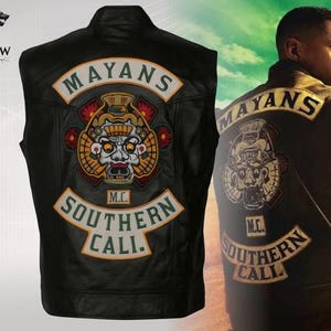 Mayans MC Southern Cali Biker Black Vest, Club Style Patches Cosplay Vest