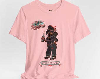 Camiseta Rockabilly Dachshund dos anos 50 | Camiseta retrô de cachorro salsicha RockaDoxie