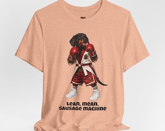 Camiseta Dachshund | Humor engraçado sobre boxe, magra, malvada, estampa de máquina de salsicha