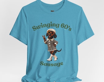 Camiseta Dachshund | Cachorro salsicha dos anos 60 | Salsicha estilosa dos anos 60