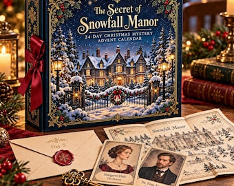 Christmas Mystery Advent Calendar, 24-Day Detective Puzzle Game, Snowfall Manor Escape Room Experience, Family Holiday Gift