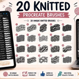 20 gebreide procreate-borstels | Realistisch garen, truitexturen (digitale download)