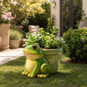 Jardinière succulente grenouille, joli cache-pot grenouille, décoration de jardin extérieur, jardinière de terrasse, cadeau unique pour les amateurs de plantes, décoration de jardin