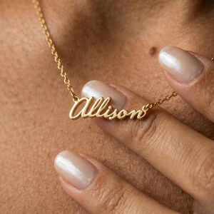 Custom Name Necklace, Dainty Gold Nameplate, Personalized Cursive Letter Pendant, Minimalist Everyday Jewelry, Delicate Gift for Her