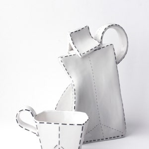 Porcelain Paper Cup with black lines. Origami Collection image 6