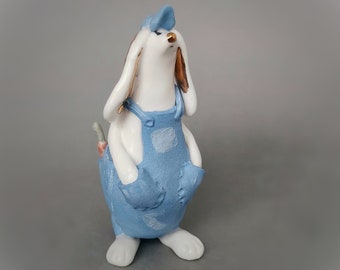 Oliver. Handmade Porcelain Rabbit Figurine - Delicate and Unique Interior Decoration