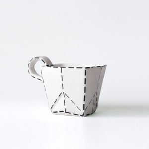 Porcelain Paper Cup with black lines. Origami Collection image 9