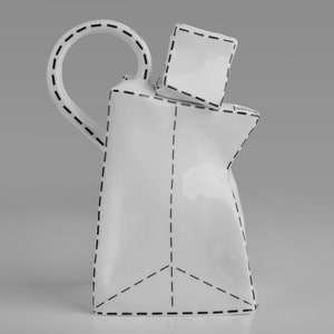 Porcelain Teapot with black lines decoration. The Origami Collection image 1