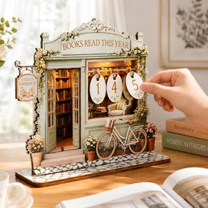 Compteur de livres lus personnalisé de l'année, suivi de lecture vintage, cadeau floral pour amoureux des livres, tableau de suivi de lecture, décoration florale pour librairie/bibliothèque