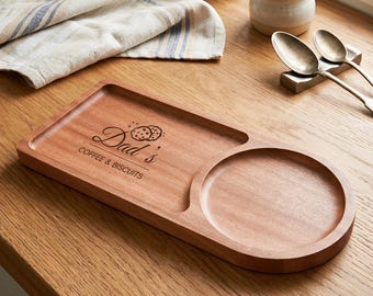 Tabla de madera personalizada para té y galletas, bandeja grabada para dulces, tabla de té, tabla de madera para café y dulces, regalo para el Día del Padre, regalo de aniversario
