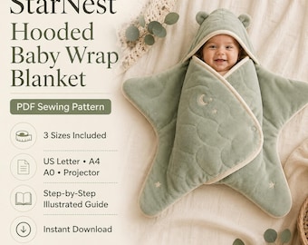 StarNest naaipatroon voor een babywikkeldeken met capuchon (PDF-download)