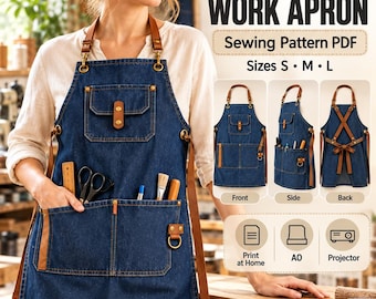 Naaipatroon voor een denim werkschort, voor in de werkplaats (PDF)