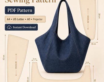 Naaipatroon voor een hobo-tas (PDF), een nonchalante schoudertas, een handtas voor beginners (direct te downloaden)