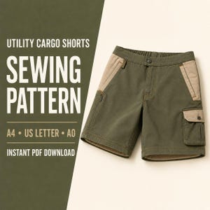Utility Cargo Shorts Sewing Pattern, Adult Workwear PDF (Instant Download)