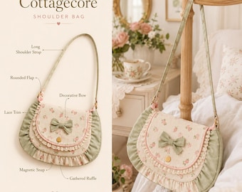 Cottagecore Shoulder Bag Sewing Pattern, Ruffled Purse, Strawberry Bag (Digital Download)