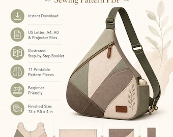 Naaipatroon voor de Meadow Arc schoudertas (PDF), crossbody schoudertas (digitale download)