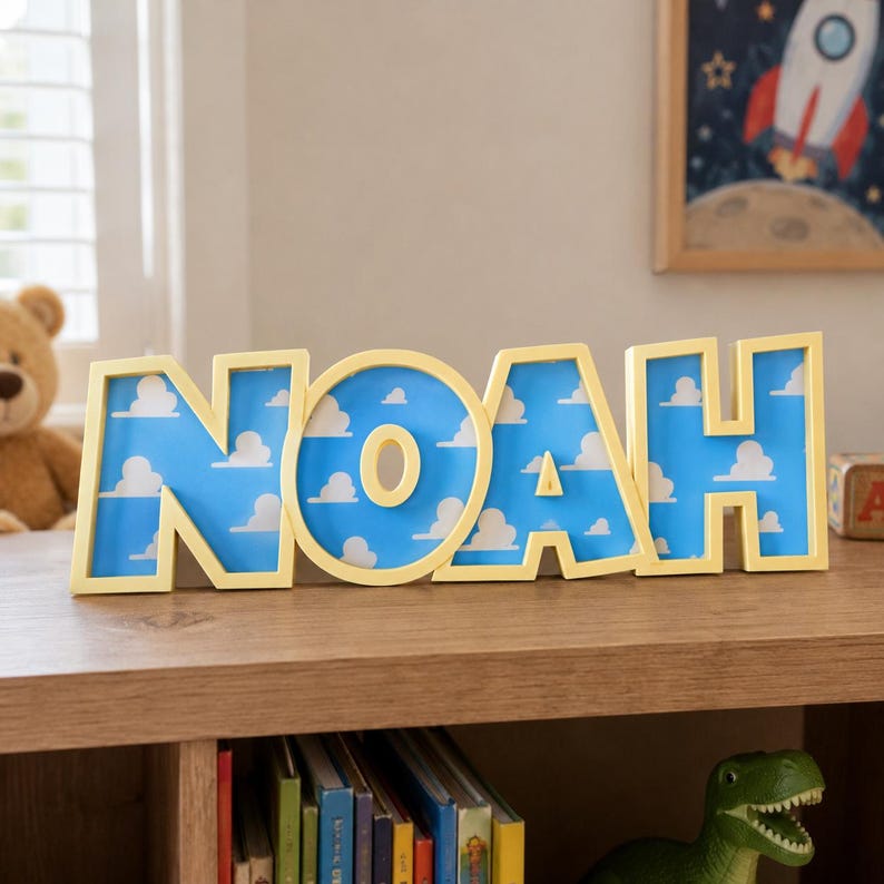 Personalized Cloud Name Sign, Custom Sky Nursery Shelf Decor, Kids Room ...
