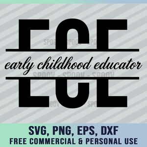Design monogramma SVG per insegnante di educazione della prima infanzia con spacco in legno / File di taglio PNG, DXF, EPS per Cricut / Maglietta per educatore della prima infanzia