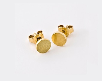 Plain Tika Earrings ⦁ Flat Solid Gold Stud Earrings ⦁ Disk Earrings ⦁ Small Gold Stud Simple Stud 14k / 18k Gold Minimal Earrings Nugget