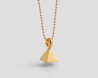 22k Gold Pyramid Pendant Necklace for Man / Woman, Designed Gold Pendant, 22k Solid Gold Jewelry, Berman Israeli Designers