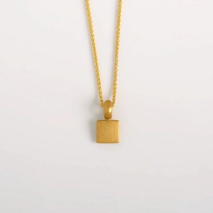 Minimalist 22 kt Solid Gold Necklace, 22 kt Gold Square Charm Pendant 22 Karat Gold Bar 22K Gold Jewelry Nugget image 1