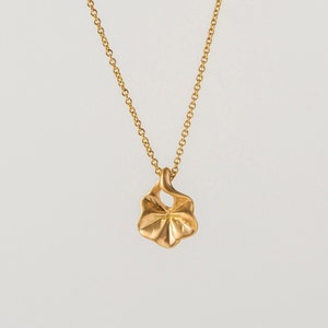 18k Gold Hubeza Mallow Pendant for women, Leaf Floral Pendant, Hand made pendant, Berman designers image 1