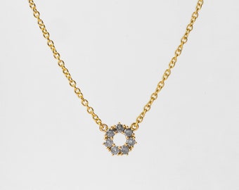 Gray Diamonds Bouquet Pendant 18k Yellow Gold ⦁ Round Pendant ⦁ Women's Cocktail Pendant Necklace