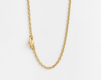 Hand Made Rolo 3.2mm 18K Gold Chain, Simple Chain 18 Karat Yellow Gold Necklace, 45 cm, 50 cm, 60 cm Chain