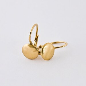 Simple Gold Earrings Dangle Earrings 18k Solid Gold Minimal Gold Earrings Gold Nugget Earring Dangle Post Earrings for Her image 3