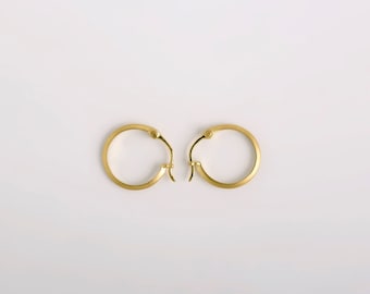 Minimalist Small Classic Gold 18k Solid Hoop Earrings