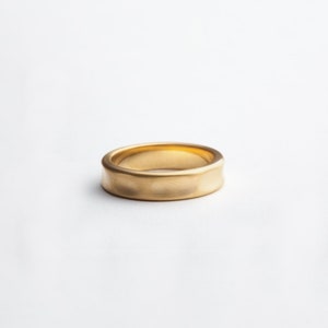 Gold Handmade Wedding Ring, Wide Wedding Band Ring for Women / Men, Yellow 18K Gold Boho Ring, Berman Jewelry image 1