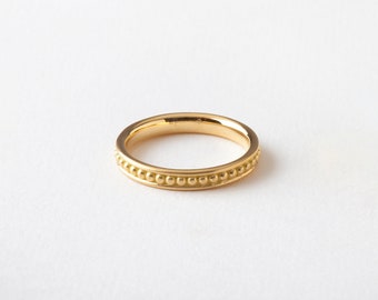 Dainty Thin Beaded Ring Band, 14k 18k Gold, Wedding Band, Stacking, Dot, Women, Roman Ring, Berman